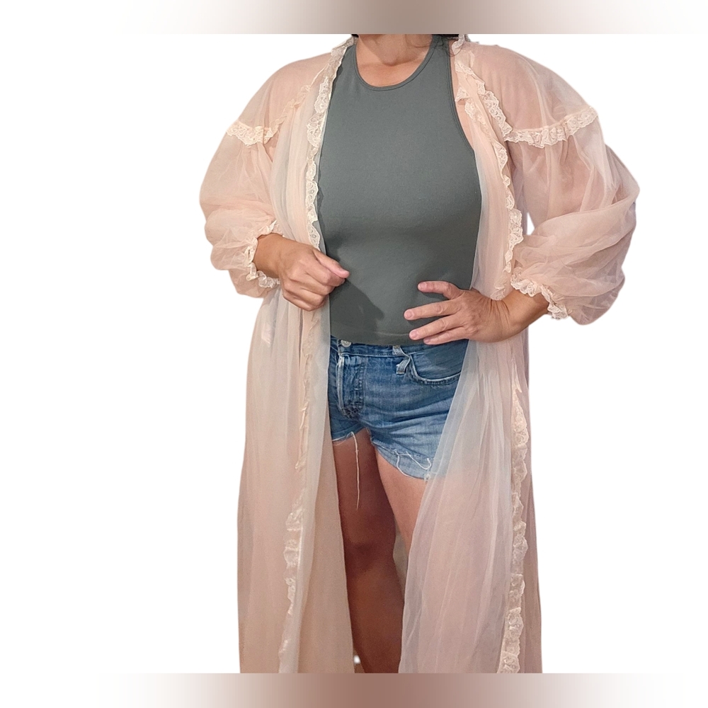 Vintage 50s/60s Light Pink Nightgown And Robe. Small - Picture 10 of 16